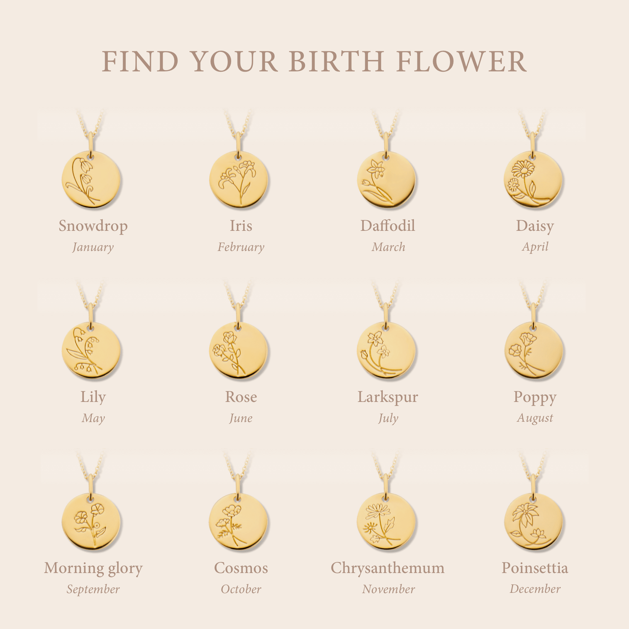 Violet Hamden Venus 925 Sterling Silver Gold-coloured Necklace with Birthflower VH340025-AUG