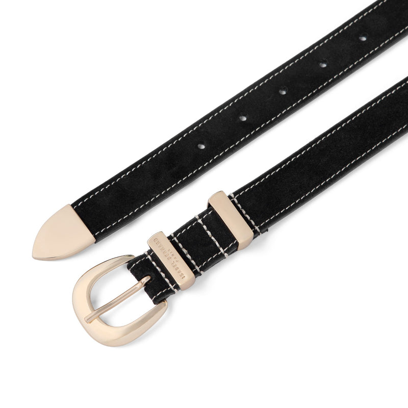 Isabel Bernard Rêveur Mathilde Ceinture en daim noir avec boucle dorée IB60020-101-80-zoom-