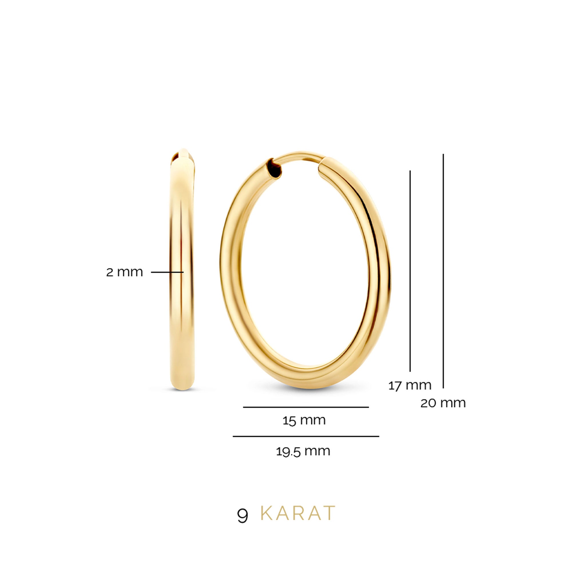 Beloro Jewels La Rinascente Constanza 9 carat gold Hoop Earrings BO360050