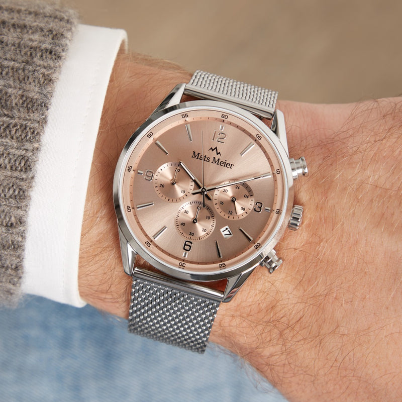 Mats Meier Grand Cornier Chronograph Men's Watch Silver Colored with Taupe MM00134-zoom-