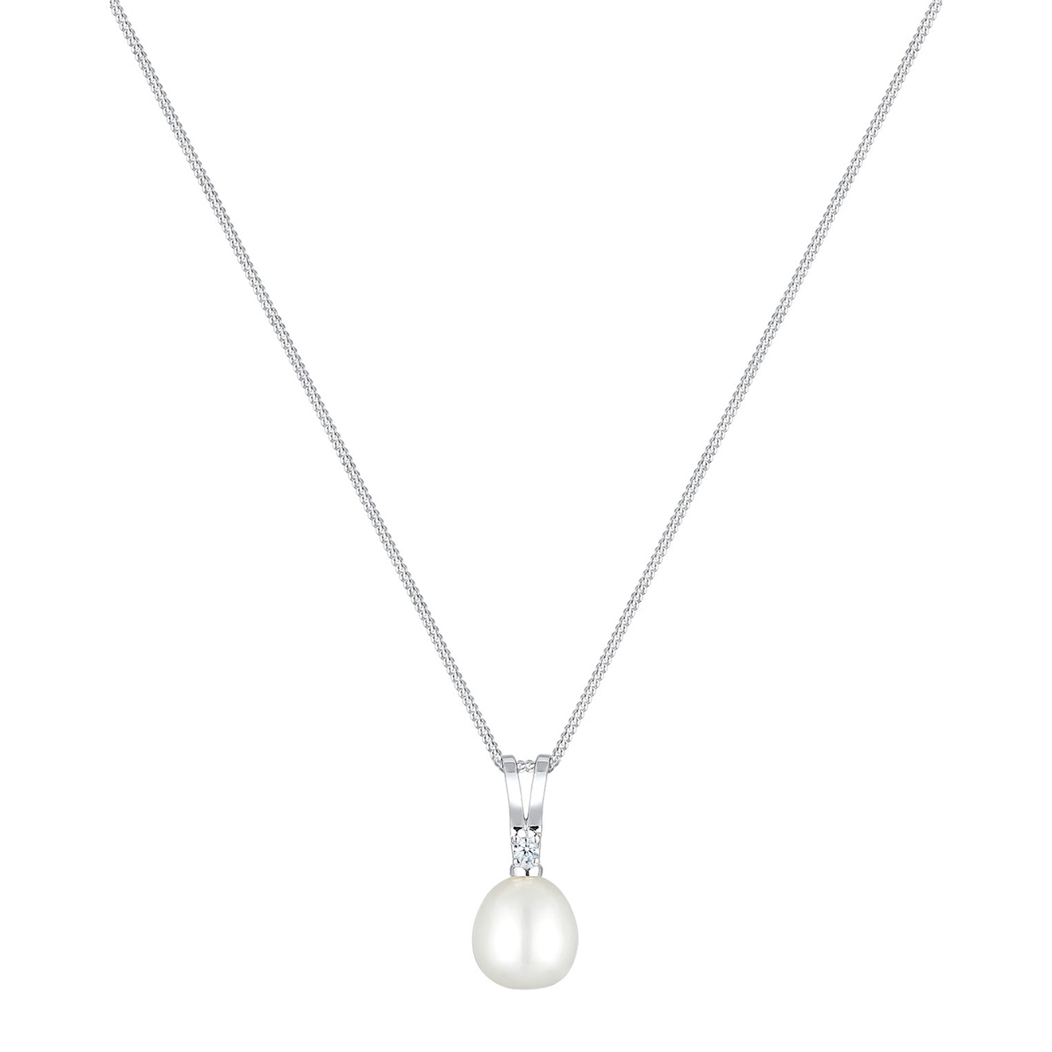 Elli 925 Sterling Silver Pearl Necklace with Diamond 2004-BF-0007569-001