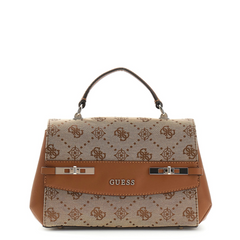 Guess Melinda Latte Logo Top Handle Flap Handbag HWJP99-2200-LTL