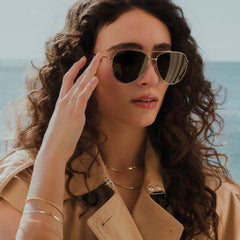 Isabel Bernard La Villette Remi Gold-coloured Aviator Sunglasses IB400008-15-04