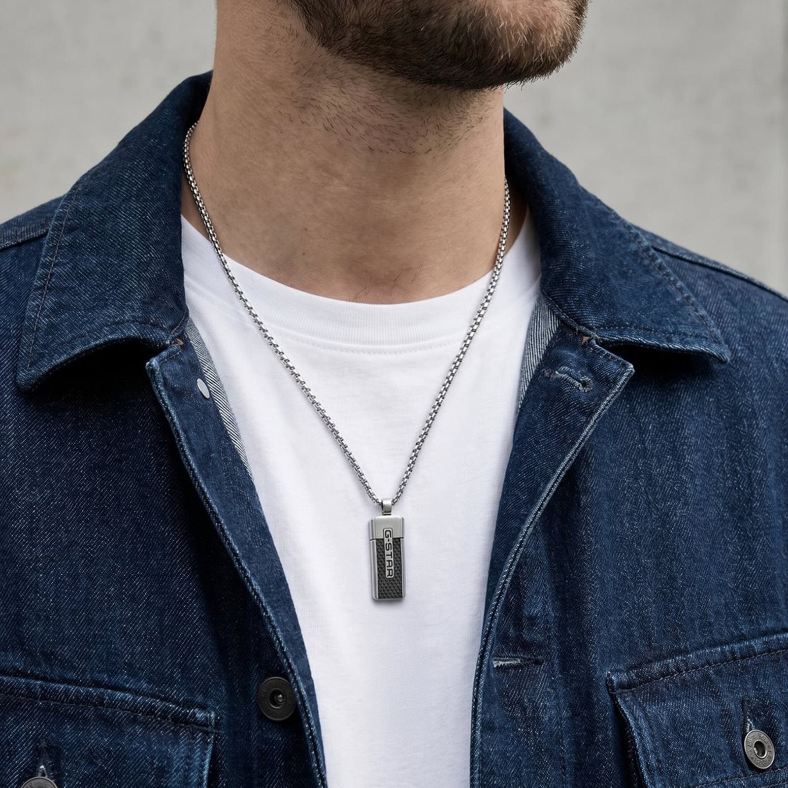 G-STAR Mtrx Silver Box Chain Necklace GSJ.105.01