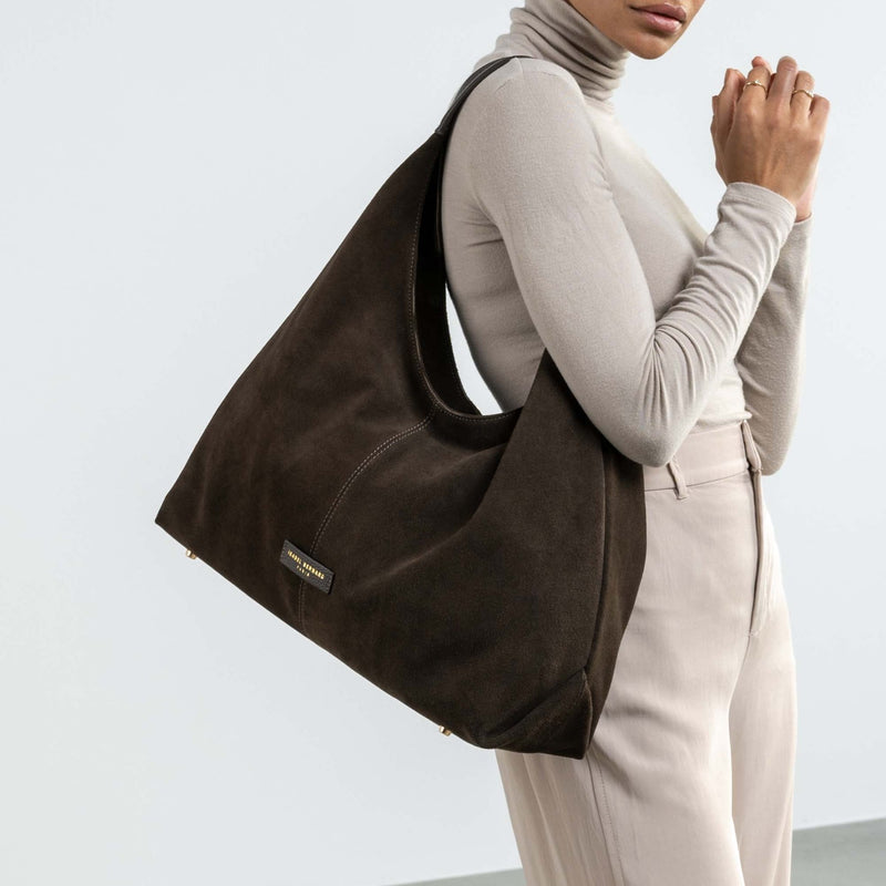 Isabel Bernard Honoré Grace sac bandoulière en suède marron foncé IB25093-131-zoom-