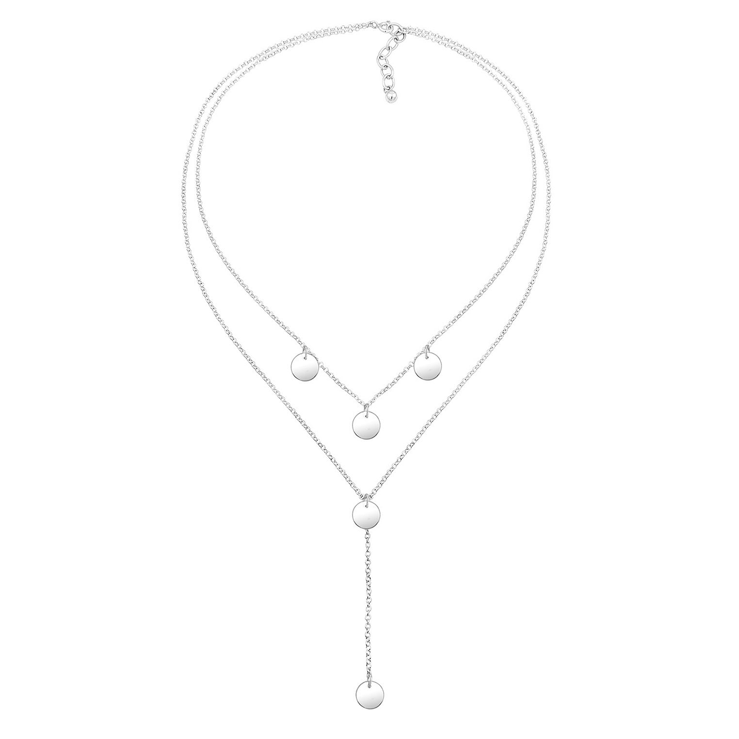 Elli 925 Sterling Silver Layered Y Chain Necklace 2004-BF-0007677-001