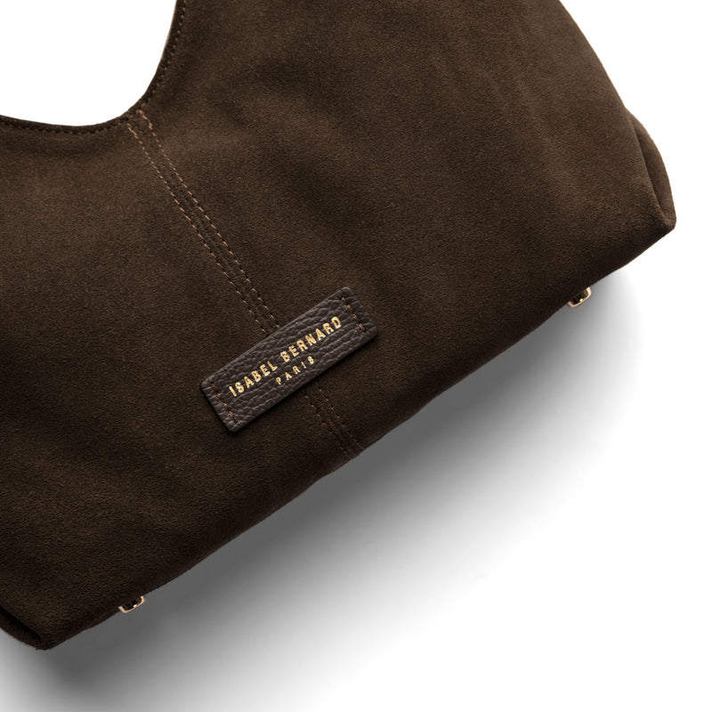 Isabel Bernard Honoré Grace Mini sac à main en suède marron foncé IB21132-131-zoom-