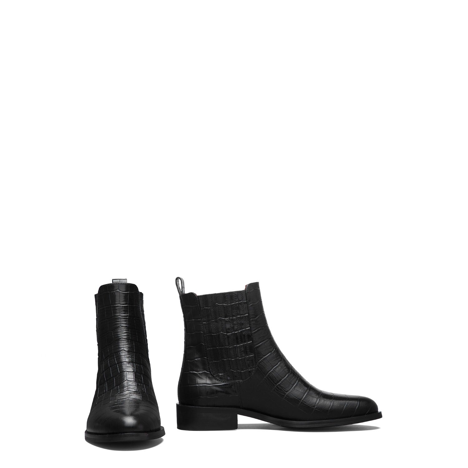 Isabel Bernard Vendôme Chey Croco Black Calfskin Leather Chelsea Boots IB53012-201-40