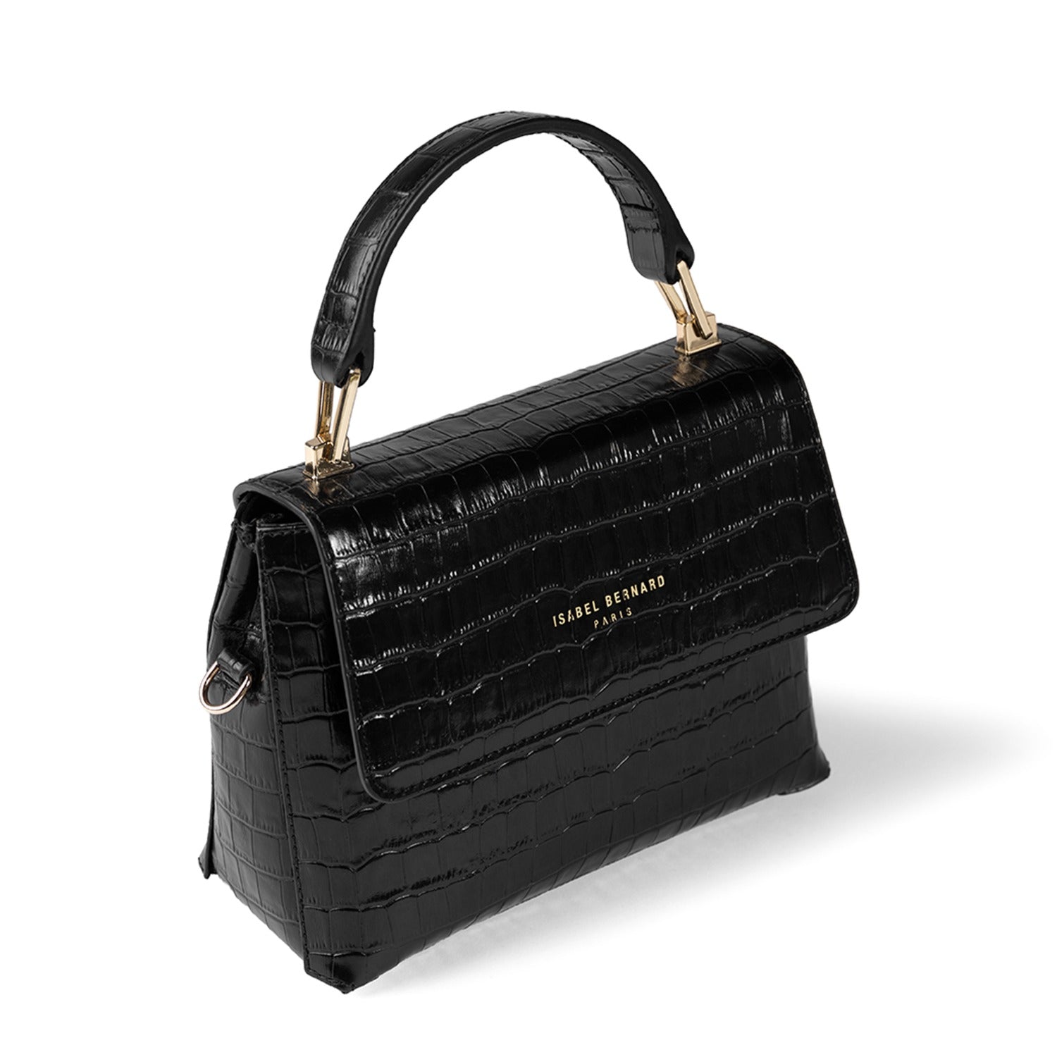 Isabel Bernard Femme Forte Heline croco Black Leather Handbag made of Calfskin IB21037