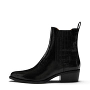 Isabel Bernard Bottes Amandine en cuir de veau noir croco IB53010-201-36