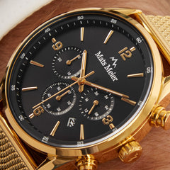 Mats Meier Grand Cornier Chronograph Men's Watch Gold Colored with Black MM00138