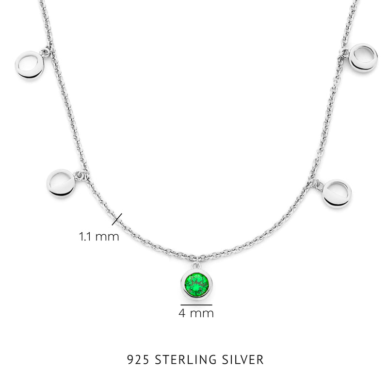 Violet Hamden Luna Collier en Argent 925 Sterling avec Lunes et Pierre de Zircon Vert VH340041-zoom-