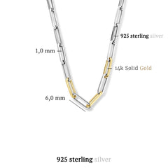Parte Di Me 925 Sterling Zilveren met 14 Karaat Goud Bibbiena Poppi Guidi Ketting PDM32022