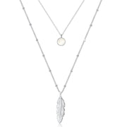 Elli 925 Sterling Silver Layered Link Chain Necklace with Moonstone 2004-BF-0007742-001