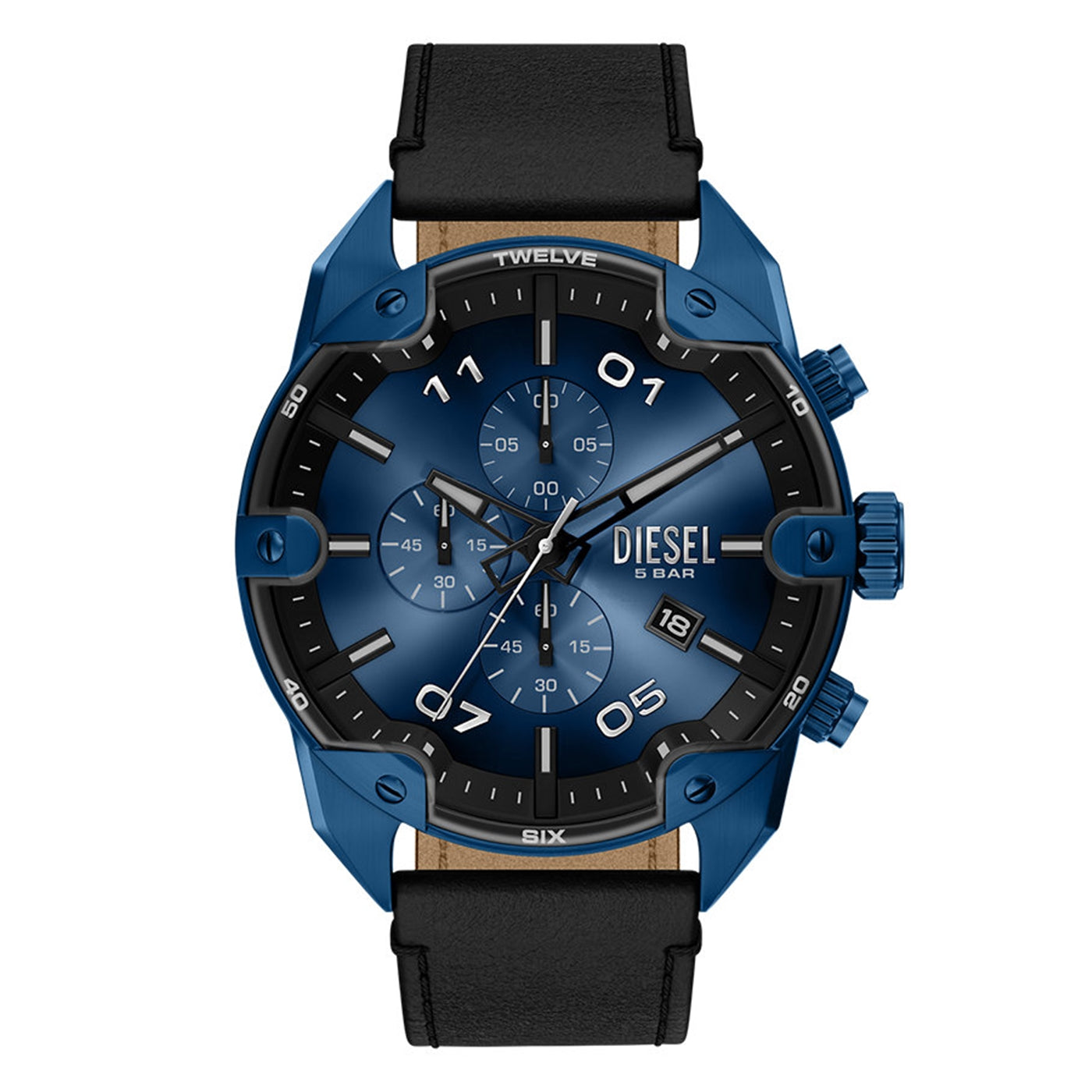 Diesel Spiked Round Dark Blue Dial Watch DZ4703
