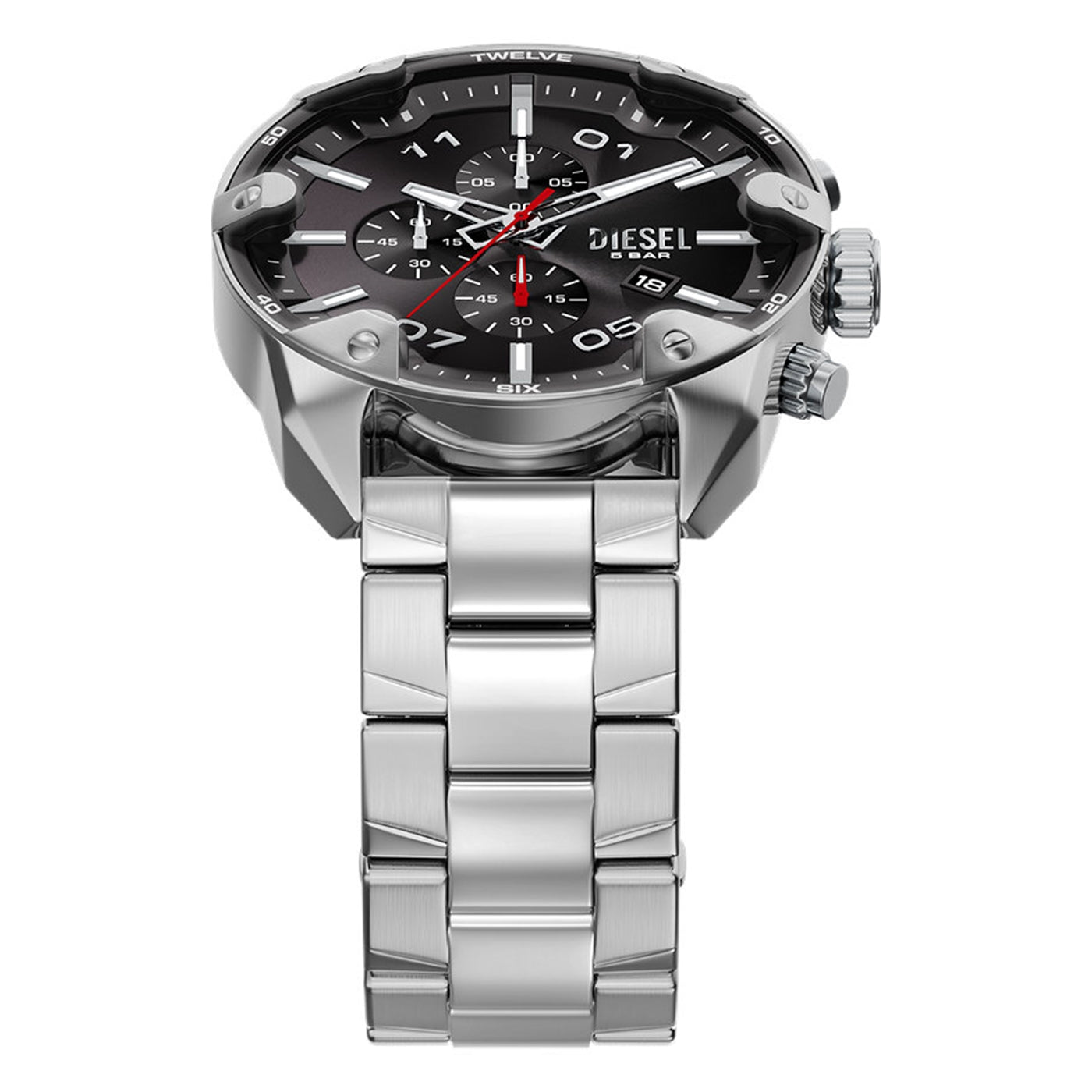 Diesel Spiked Round Black Dial Watch DZ4709