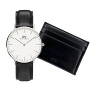 Daniel Wellington Montre Homme Et Porte-Cartes En Cuir Noir Coffret Cadeau DW00590019