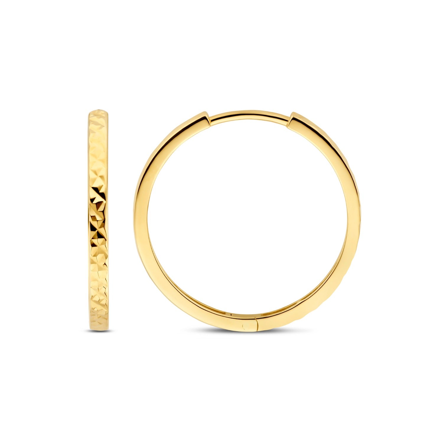 Beloro Jewels Regalo d'Amore 9 karat gold hoop earrings gift set with diamond cut BO90042