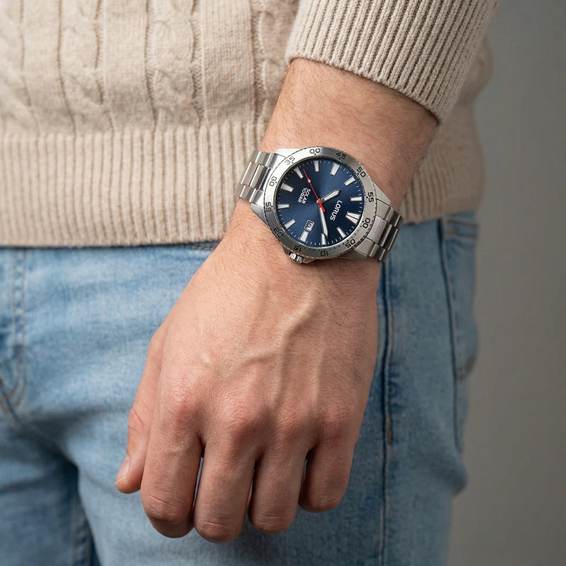 Lorus Solar Montre Homme À Cadran Bleu RX341AX9-zoom-