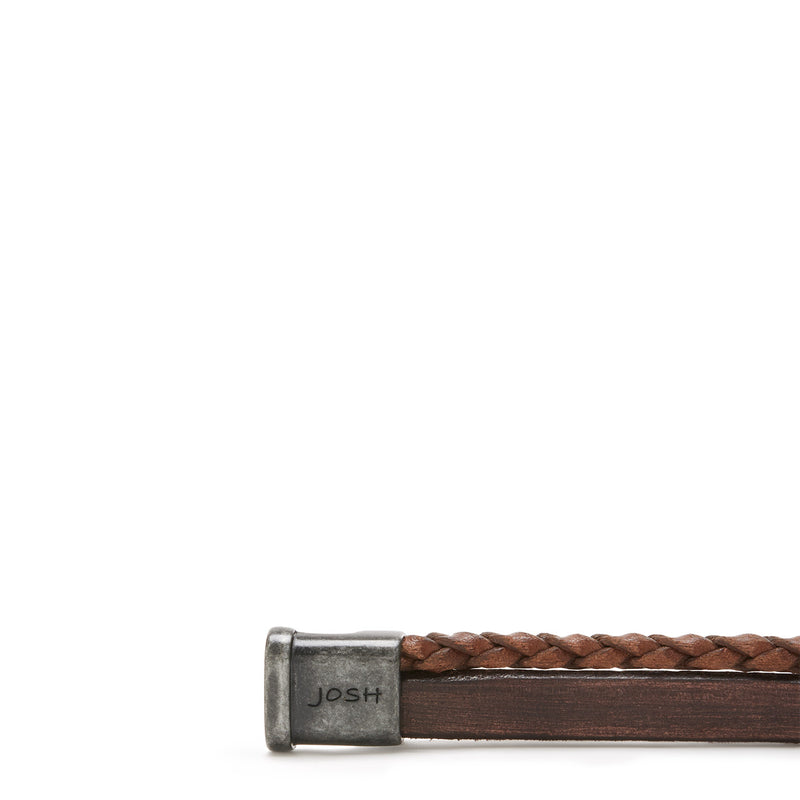 Josh Vintage Hommes Bracelet Marron 09264-BRA-VB/BROWN/L-zoom-