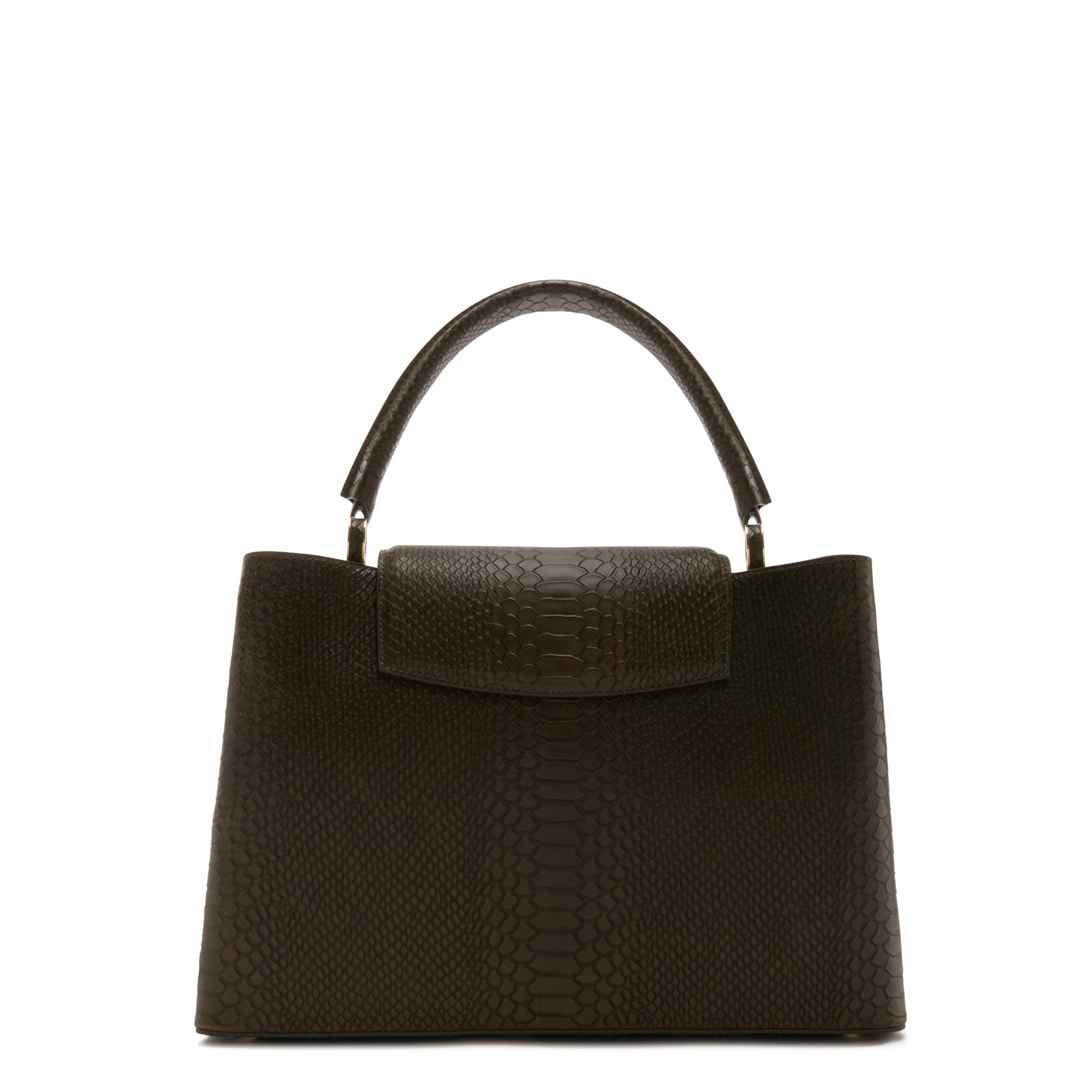 Isabel Bernard Femme Forte Zarah groene kalfsleren handtas met slangenprint IB21075