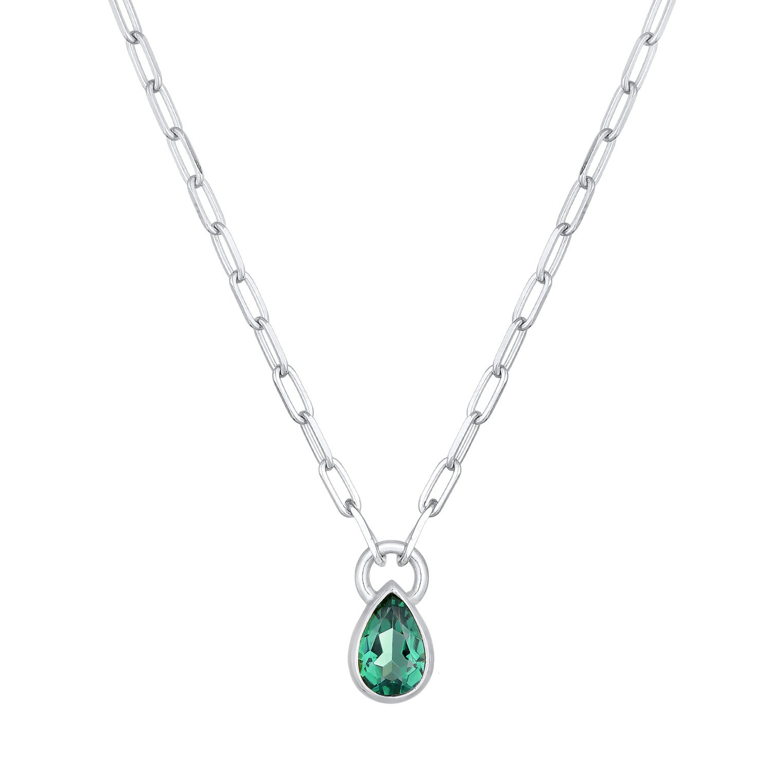 Elli 925 Sterling Silver Link Chain Necklace with Quartz 2004-BF-0007920-001