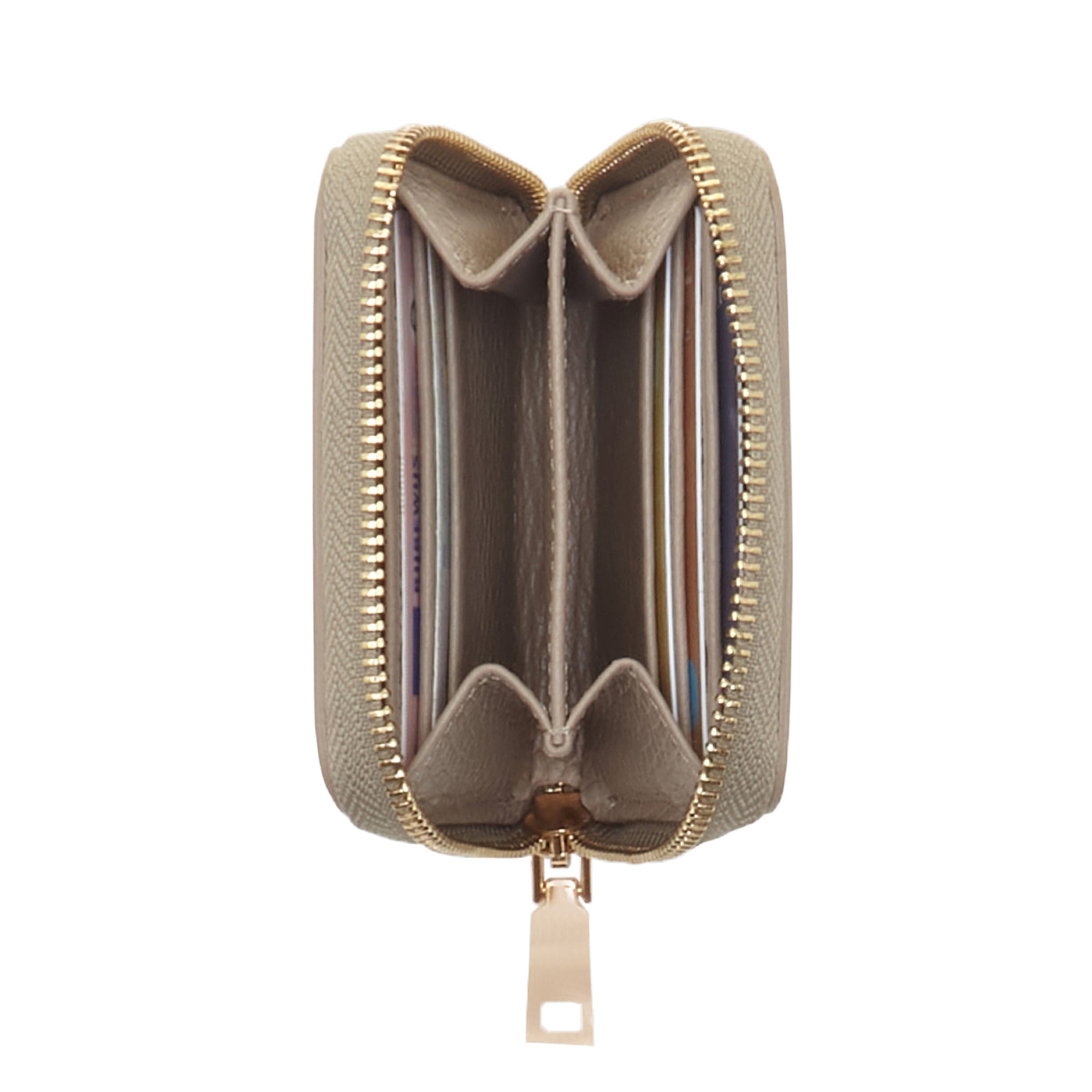 Isabel Bernard Honoré Jules Taupe Leather Zip Wallet made of Calfskin IB23018