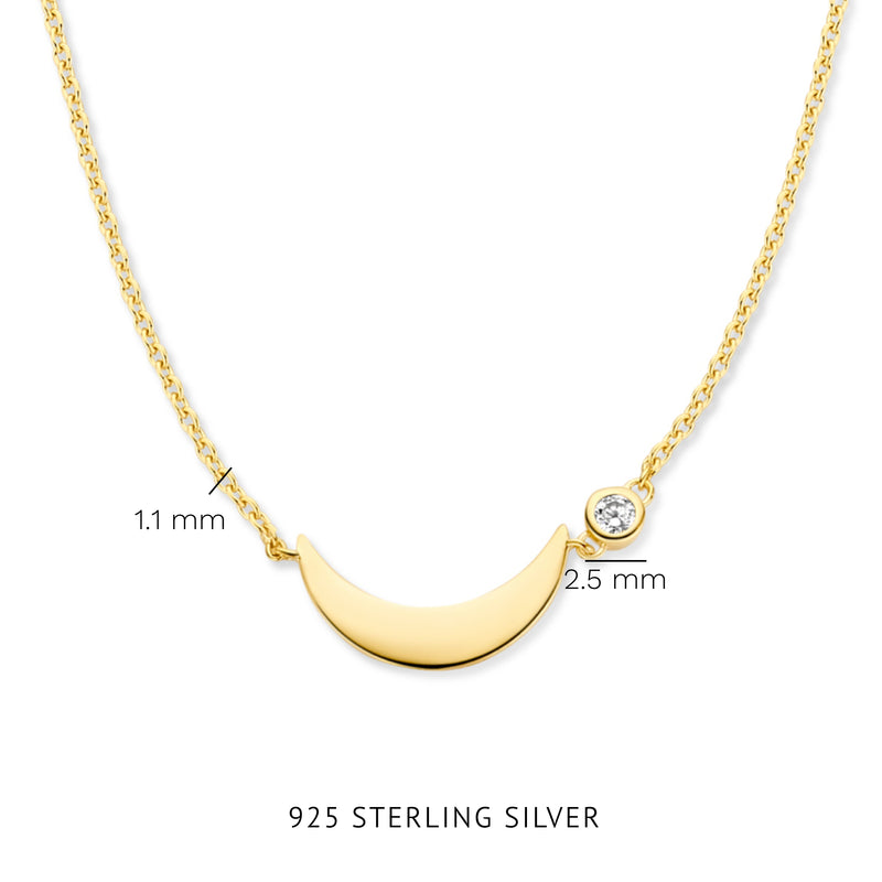 Violet Hamden Luna Collier en Argent 925 Sterling Plaqué Or avec Lune et Pierre de Zircon Blanc VH340046-zoom-
