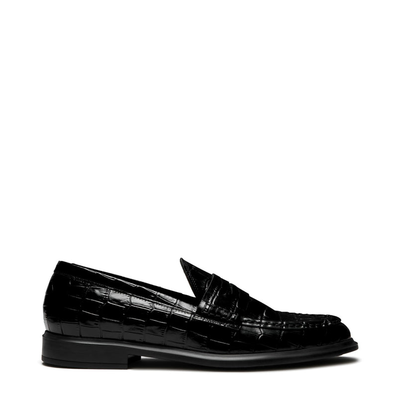 Isabel Bernard Mocassins Vendôme Blandine en cuir de veau noir croco IB51015-201-38-zoom-