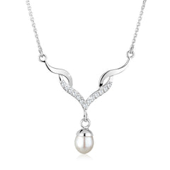 Elli 925 Sterling Silver Pearl Necklace with Zirconia 2004-BF-0007983-001