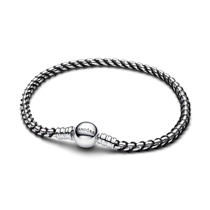 Pandora Moments Bracelet Black Cord Box Chain 593816C02-zoom-