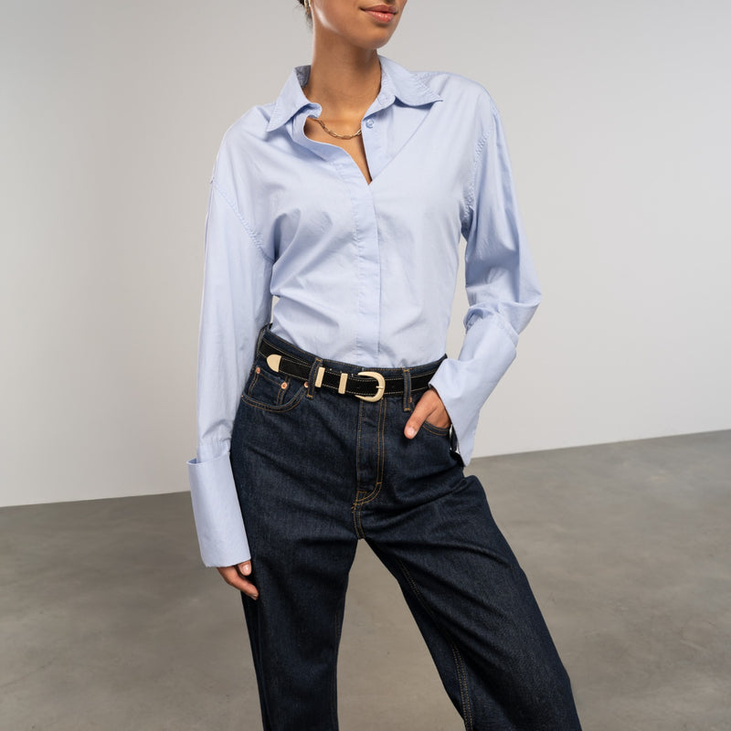 Isabel Bernard Rêveur Mathilde Ceinture en daim noir avec boucle dorée IB60020-101-80-zoom-