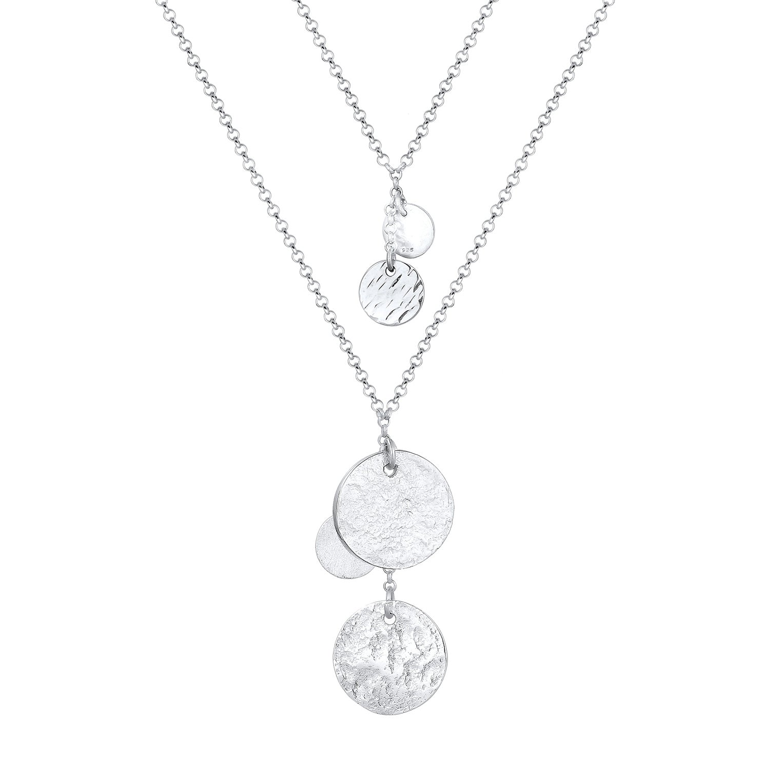 Elli 925 Sterling Silver Layered Necklace with Pendant 2004-BF-0007728-001