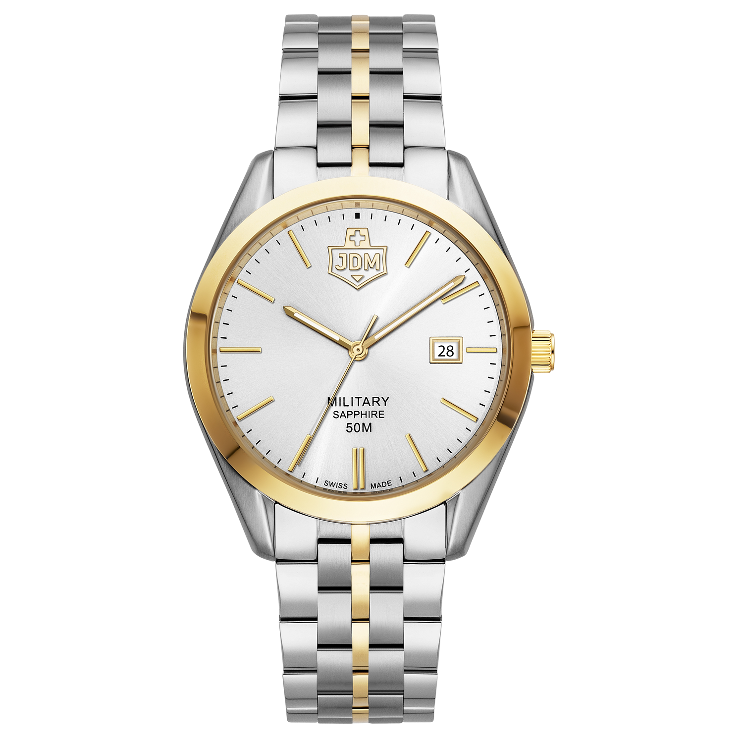 JDM Military Interlaken Gents Silver Sunray Men's Watch JDM-WG023-07