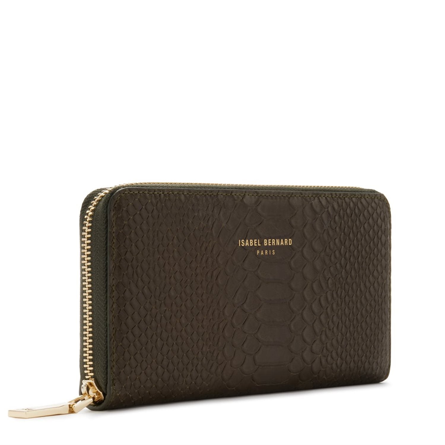 Isabel Bernard Honoré Léa Portefeuille Zippé En Cuir De Veau Vert IB23029-zoom-1