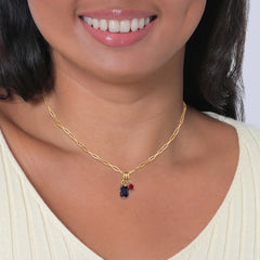 Elli 925 Sterling Silver Necklace Gold plated with Ruby 2004-BF-0008268-001