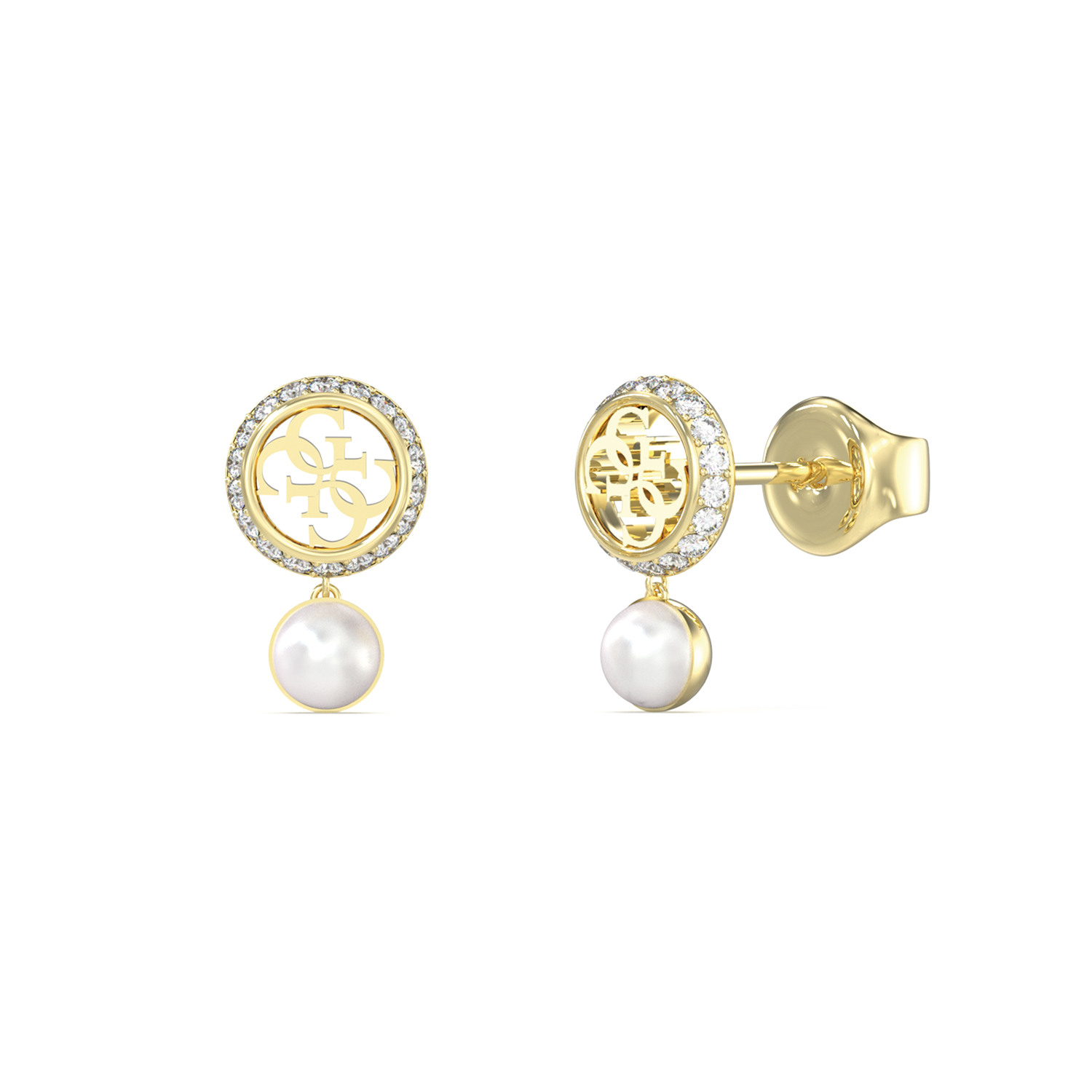 Guess Tiny Pearly Gold Earrings JUBE05517JWYGT-U