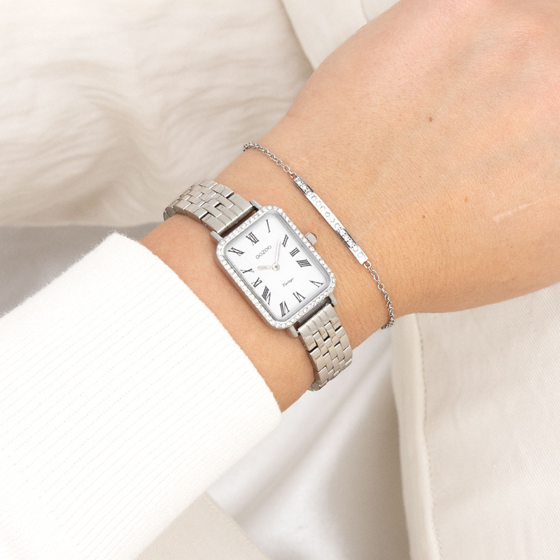 OOZOO Vintage Montre Femme Argentée et Blanche C20413-zoom-