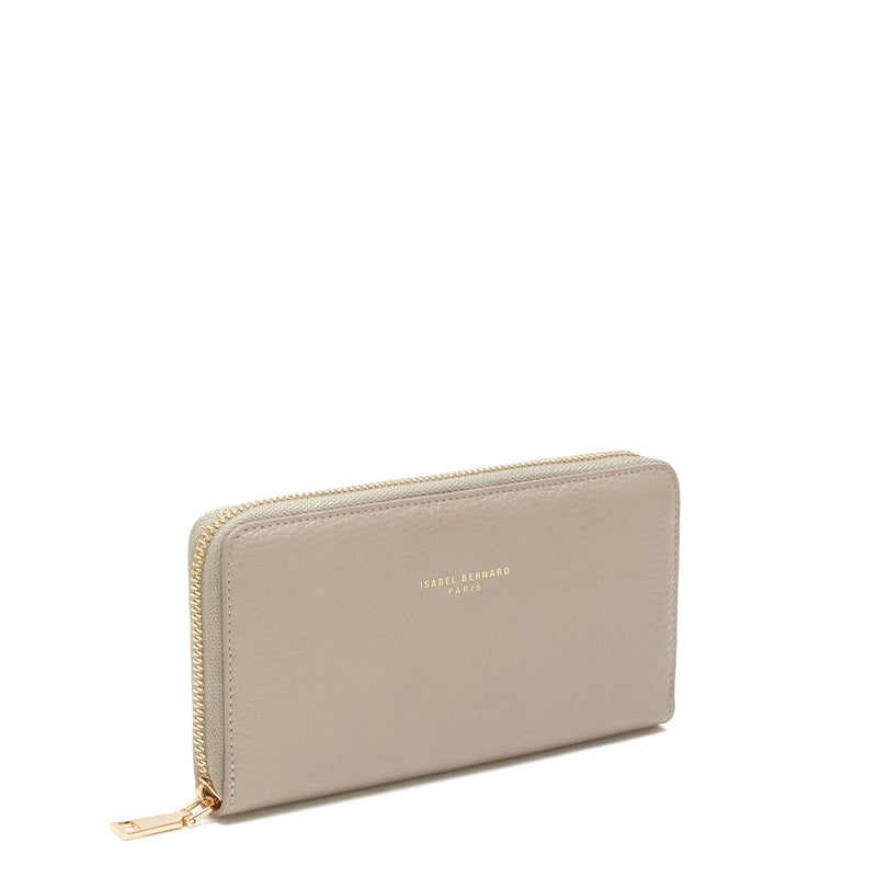 Isabel Bernard Honoré Femmes Portefeuille Zippé Taupe IB23017-zoom-