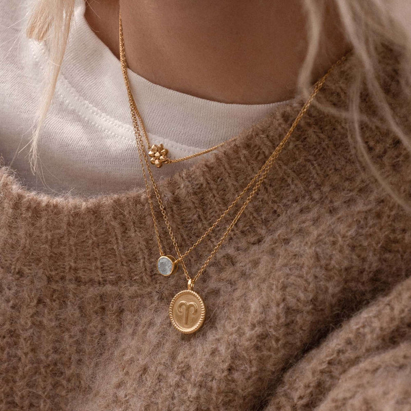 Violet Hamden Venus Collier en Argent 925 Sterling Plaqué Or avec Pierre de Naissance VH340010-JUL-zoom-