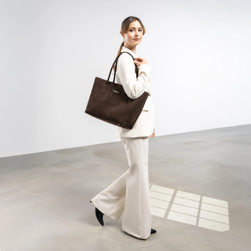 Isabel Bernard Honoré Elin Marron Foncé Sac À Épaule En Daim IB25111-131-zoom-