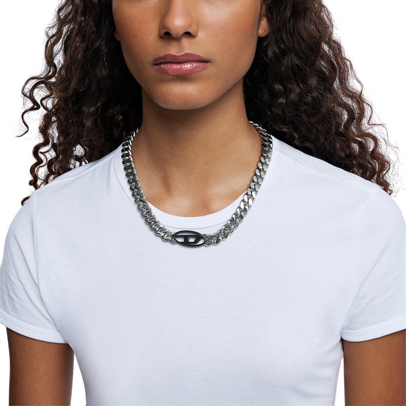 Diesel Oval D Logo Stainless Steel Necklace DX1635931-zoom-
