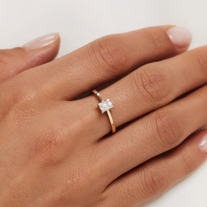 Isabel Bernard De la Paix Maxime bague en or 14 carats avec diamant 0.13 ct IBD330022-60-zoom-