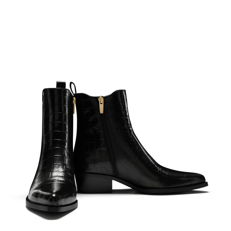 Isabel Bernard Bottes Amandine en cuir de veau noir croco IB53010-201-36-zoom-