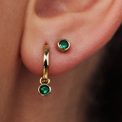 Violet Hamden Venus 925 Sterling Silver Gold-coloured Hoop Earrings with Birthstone VH360015-MAY