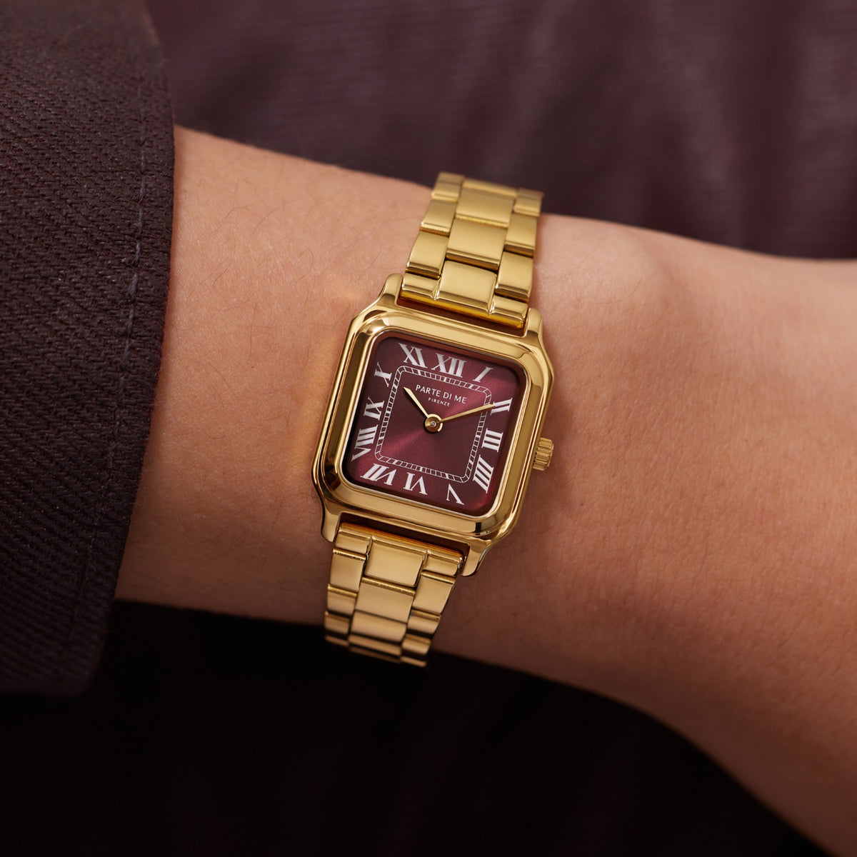 Parte di Me Orologio rectangular ladies watch gold and bordeaux PDM09037