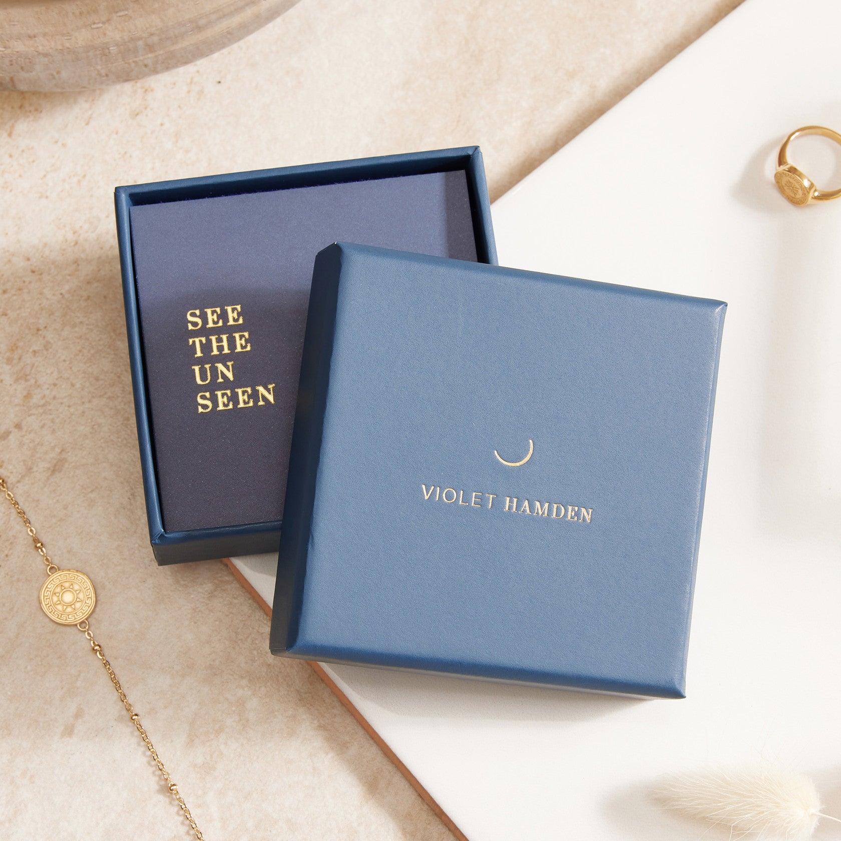 Violet Hamden Sisterhood Moonscape 925 Sterling Silver Gold-coloured Necklace VH14033 (Length: 55.00 cm)