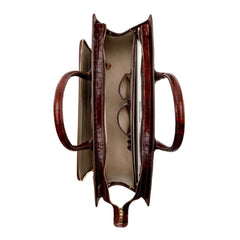 Isabel Bernard Honoré Nadine Croco Brown Leather Handbag made of Calfskin IB25034