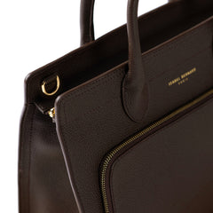 Isabel Bernard Honoré Nadine dark brown calfskin leather handbag with 13 inch laptop compartment IB25110-031-13