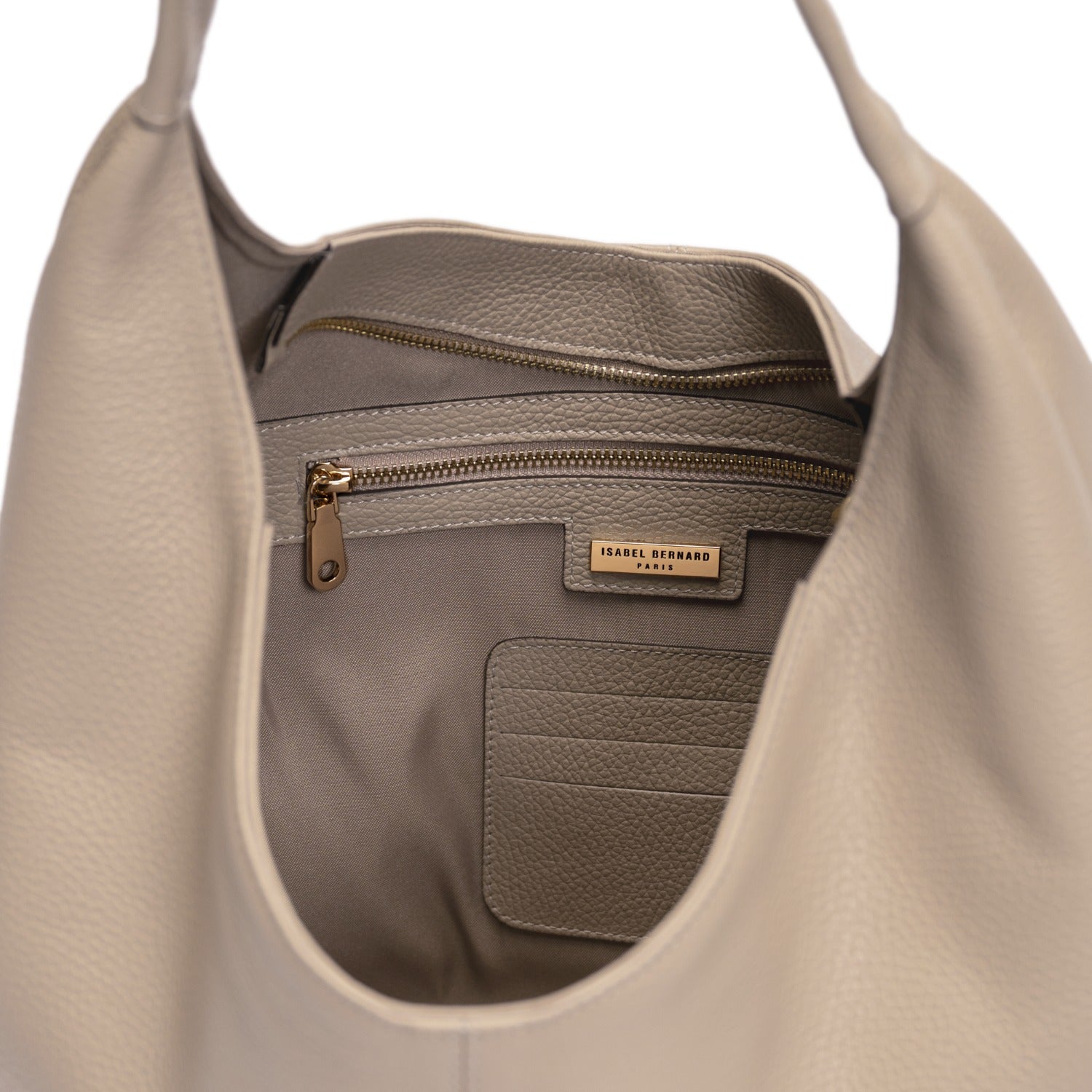Isabel Bernard Honoré Grace taupe calfskin leather shoulder bag IB25093-078